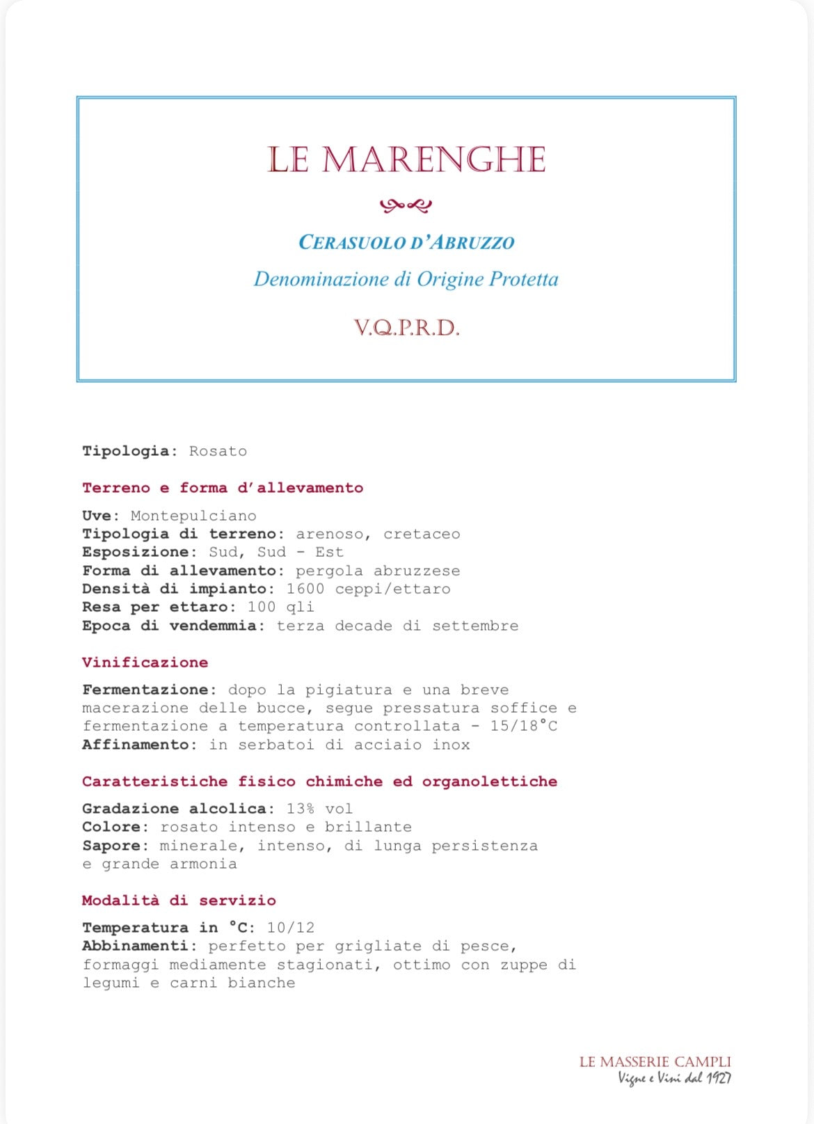 Cerasuolo d'Abruzzo DOP 2024